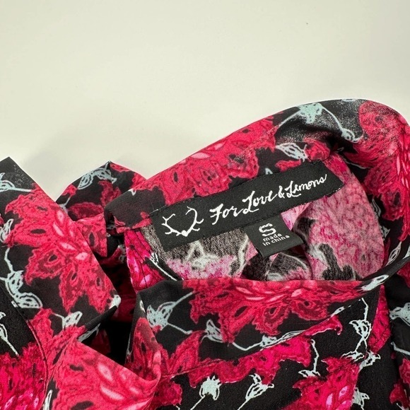 For Love and Lemons Long Sleeve red clover floral keyhole open back size small - Picture 12 of 13